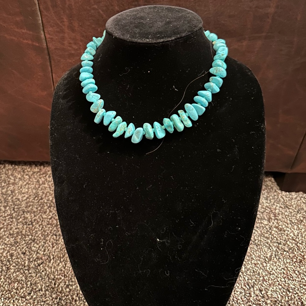 Hand crafted “One of a Kind” Beautiful Blue Turquoise & Sterling Silver Necklace - Picture 1 of 5